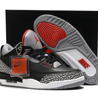 Air Jordan 3 Black Cement Elephant Print Basketball Shoes