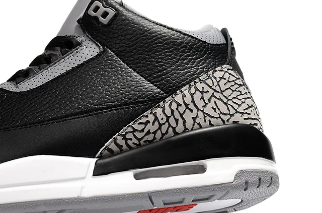 Chaussures de basketball Air Jordan 3 Black Cement à imprimé éléphant 6