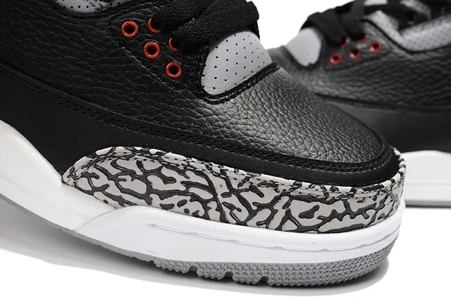 Chaussures de basketball Air Jordan 3 Black Cement à imprimé éléphant 7