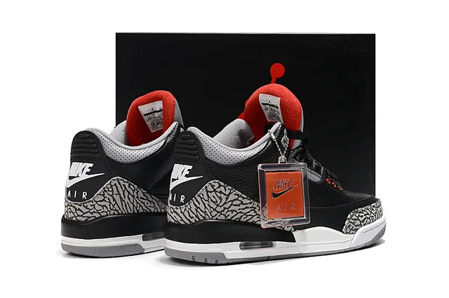 Chaussures de basketball Air Jordan 3 Black Cement à imprimé éléphant 11