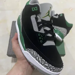 Air Jordan 3 Black Green Elephant Print Basketball Shoes
