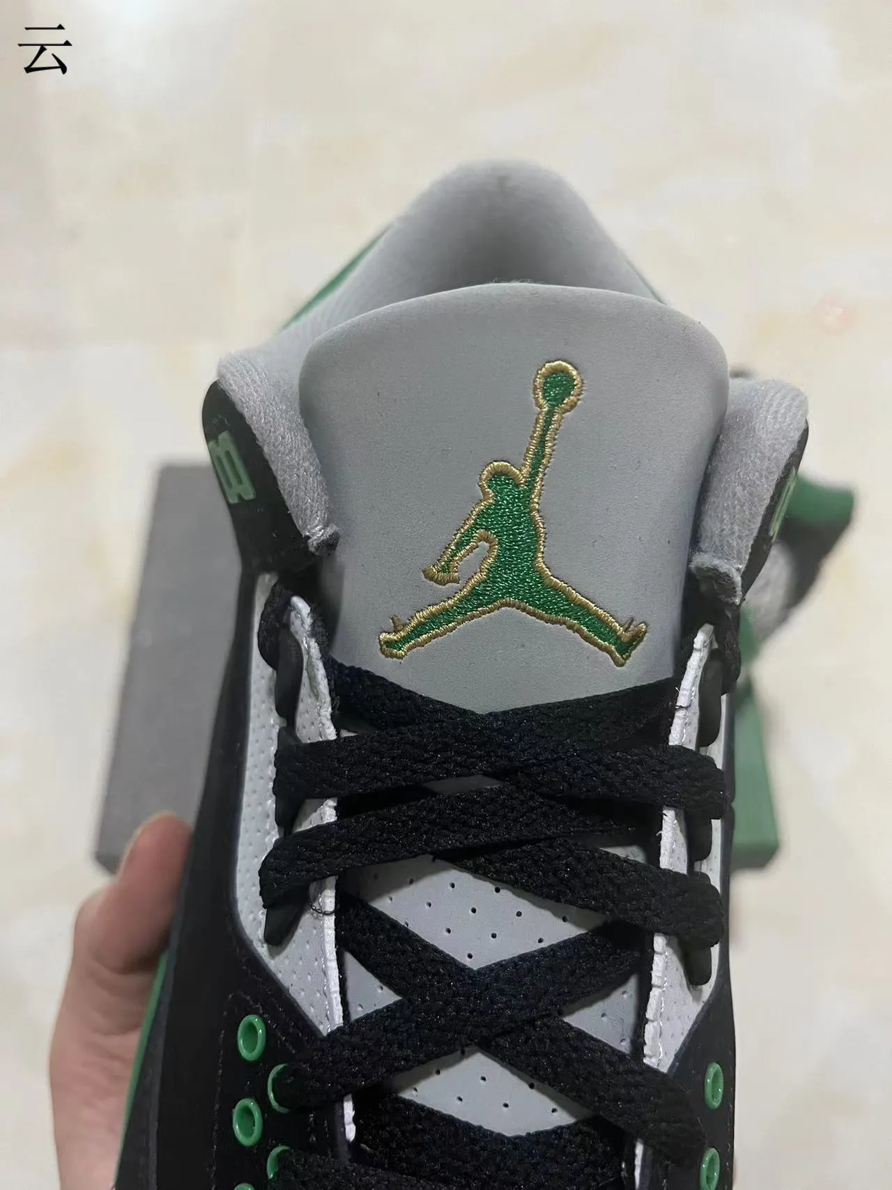 Air Jordan 3 Black Green Elephant Print Basketball Shoes 3