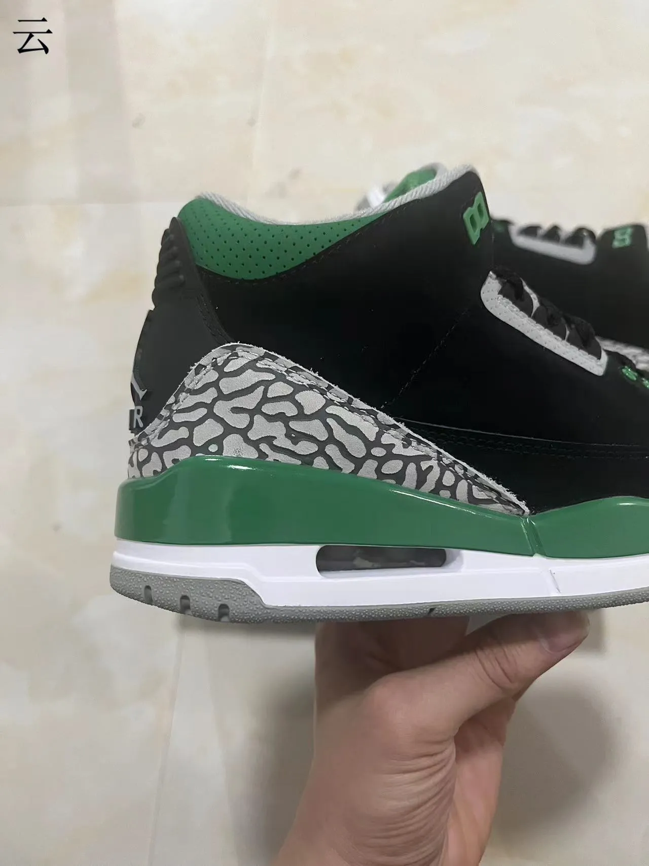 Air Jordan 3 Black Green Elephant Print Basketball Shoes 6