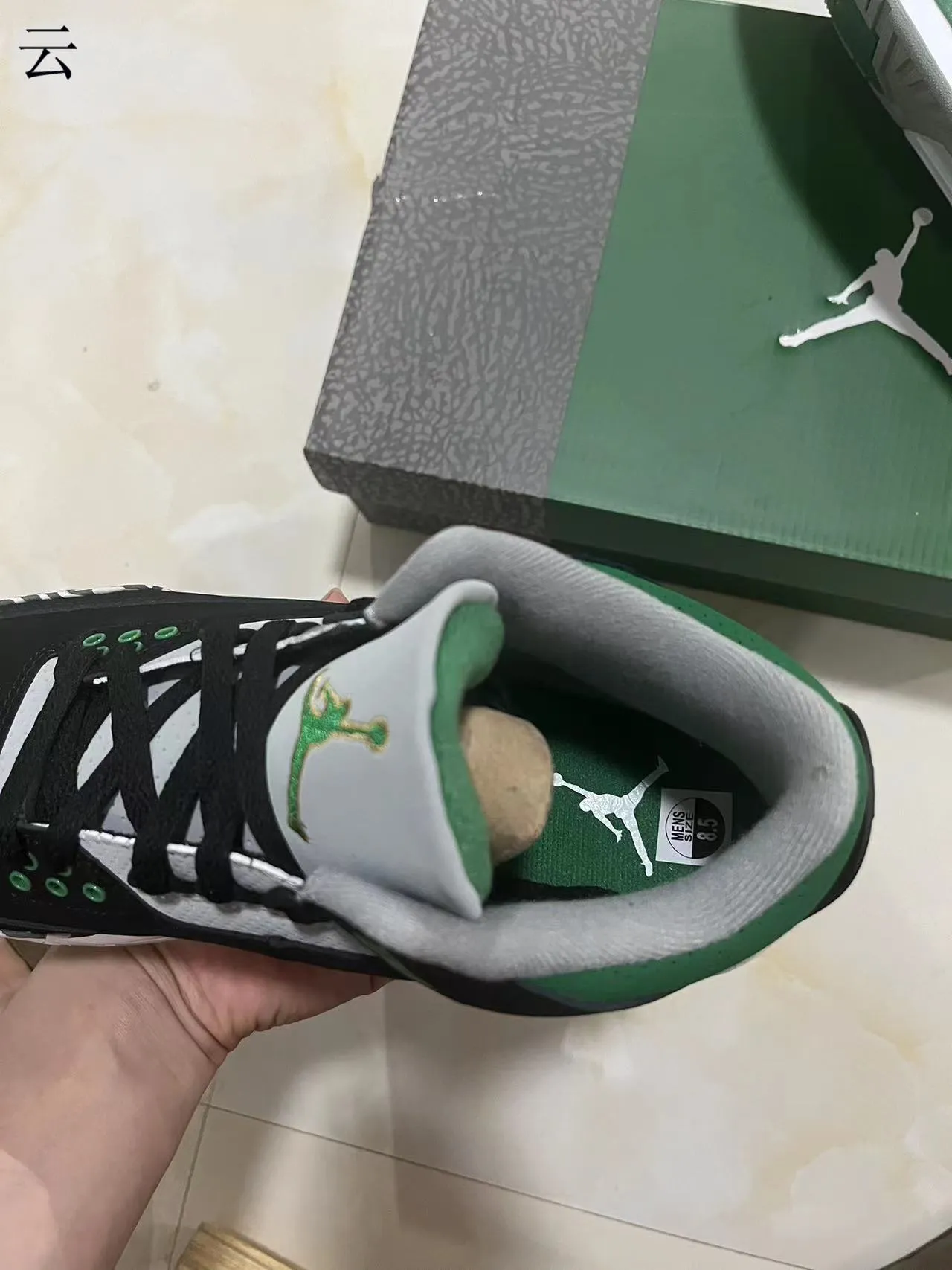 Air Jordan 3 Black Green Elephant Print Basketball Shoes 10