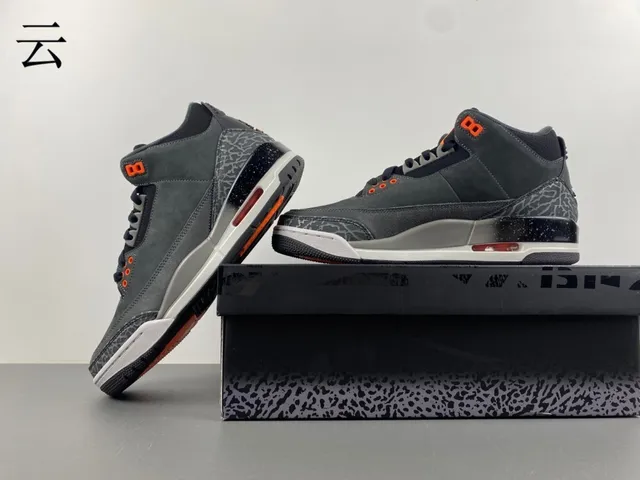 Air Jordan 3 Dark Gray Elephant Print Basketball Shoes 14