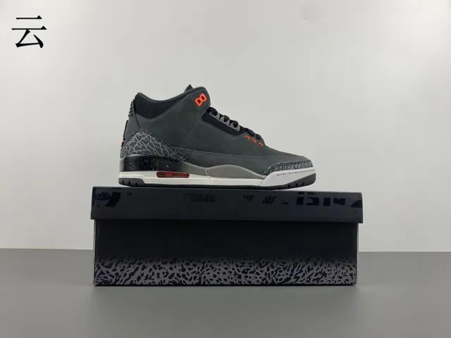 Air Jordan 3 Dark Gray Elephant Print Basketball Shoes 15