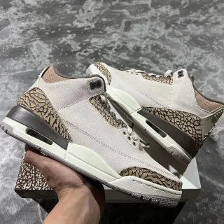 Air Jordan 3 Elephant Print Beige Brown Basketball Shoes