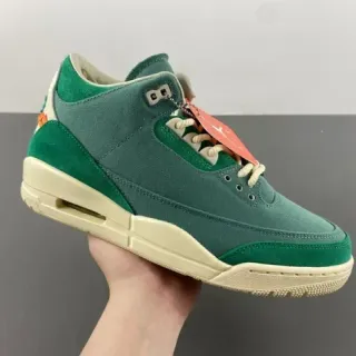 Air Jordan 3 Tênis de Basquete Verde de Camurça e Lona de Cano Alto