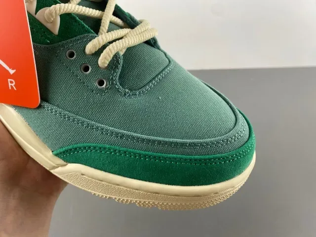 Air Jordan 3 Tênis de Basquete Verde de Camurça e Lona de Cano Alto 2