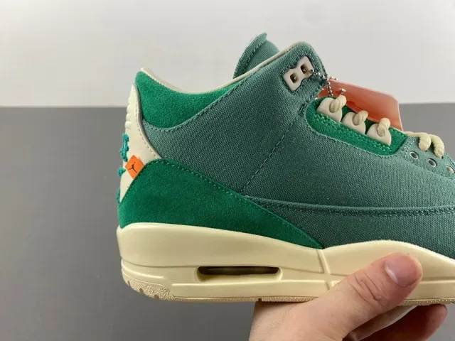 Air Jordan 3 Tênis de Basquete Verde de Camurça e Lona de Cano Alto 3
