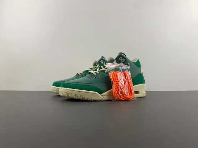 Air Jordan 3 Tênis de Basquete Verde de Camurça e Lona de Cano Alto 10