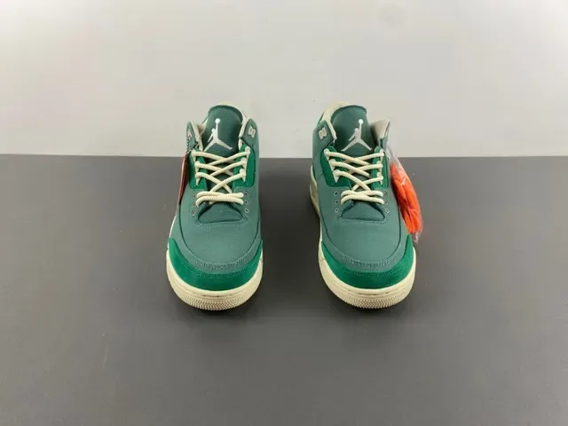 Air Jordan 3 Tênis de Basquete Verde de Camurça e Lona de Cano Alto 11