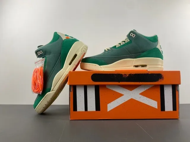 Air Jordan 3 Tênis de Basquete Verde de Camurça e Lona de Cano Alto 14