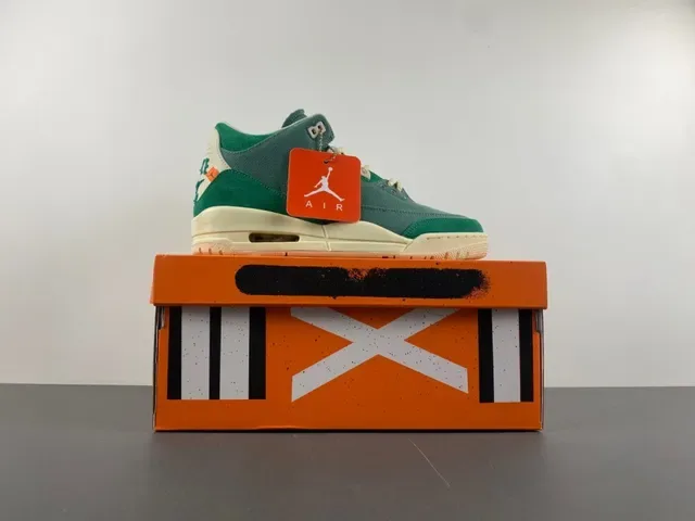 Air Jordan 3 Tênis de Basquete Verde de Camurça e Lona de Cano Alto 15