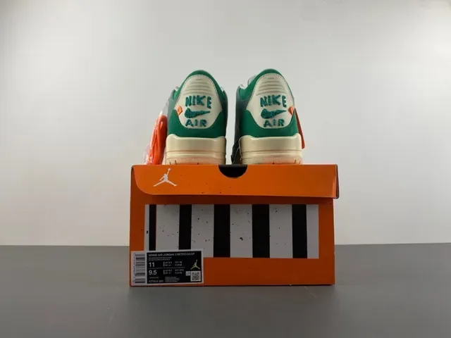 Air Jordan 3 Tênis de Basquete Verde de Camurça e Lona de Cano Alto 17