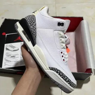 Air Jordan 3 Branco Preto Elefante Tênis de Basquete