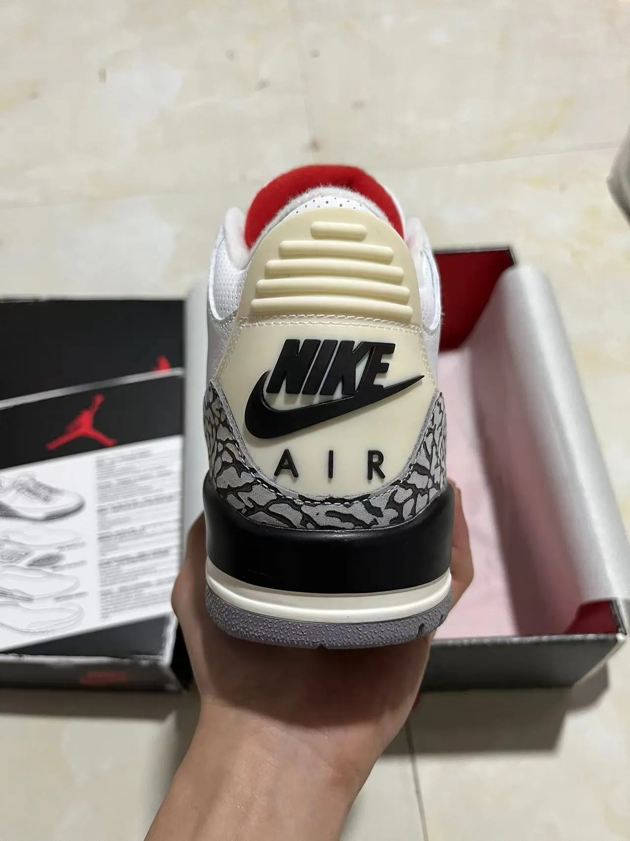 Air Jordan 3 Branco Preto Elefante Tênis de Basquete 6