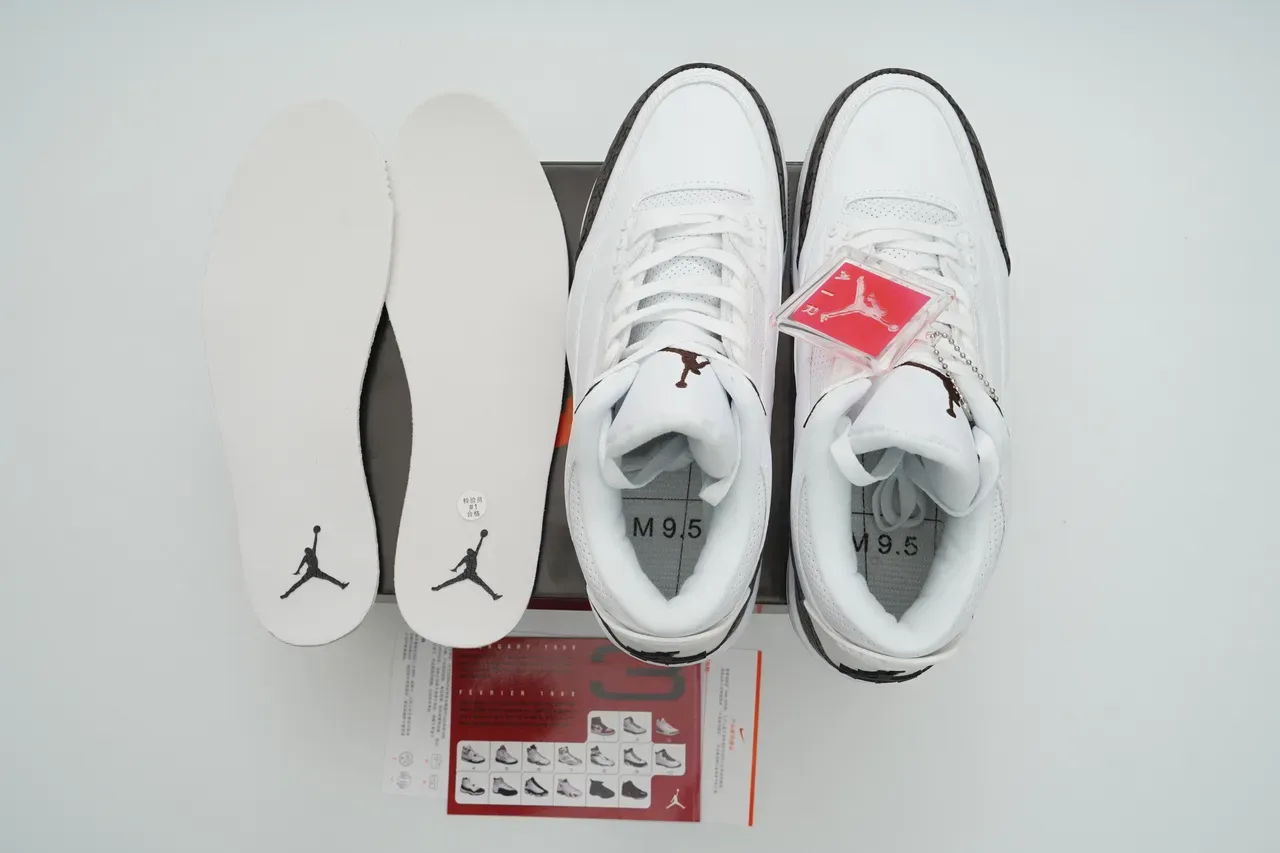 Air Jordan 3 Chaussures de basketball blanc marron imprimé éléphant 2