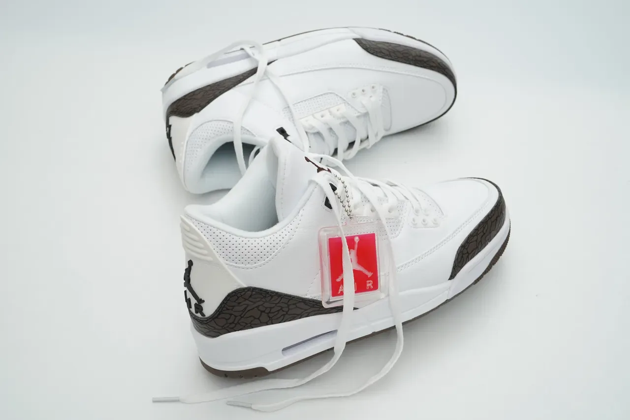 Air Jordan 3 Chaussures de basketball blanc marron imprimé éléphant 6