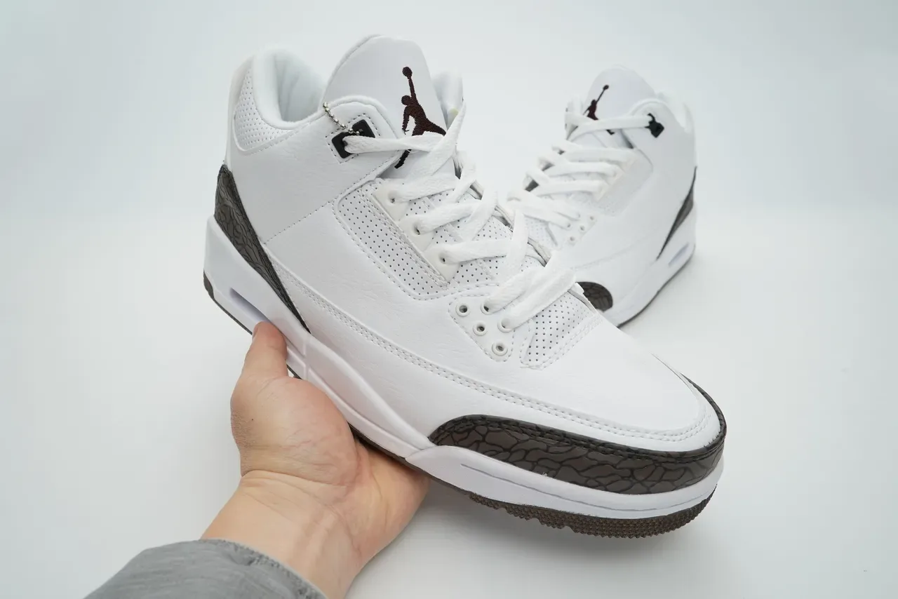 Air Jordan 3 Chaussures de basketball blanc marron imprimé éléphant 7