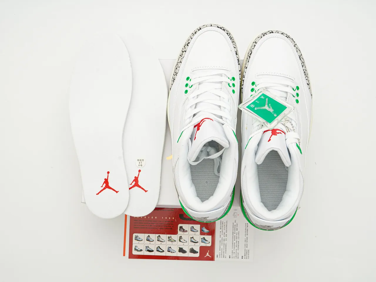 Air Jordan 3 White Cement Green Basketball Shoes 2