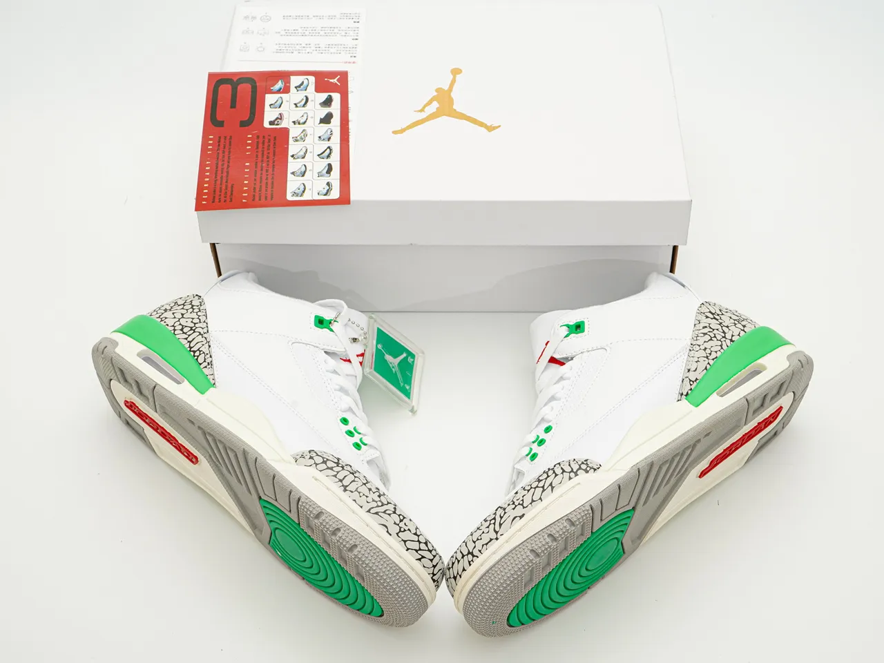 Air Jordan 3 White Cement Green Basketball Shoes 4