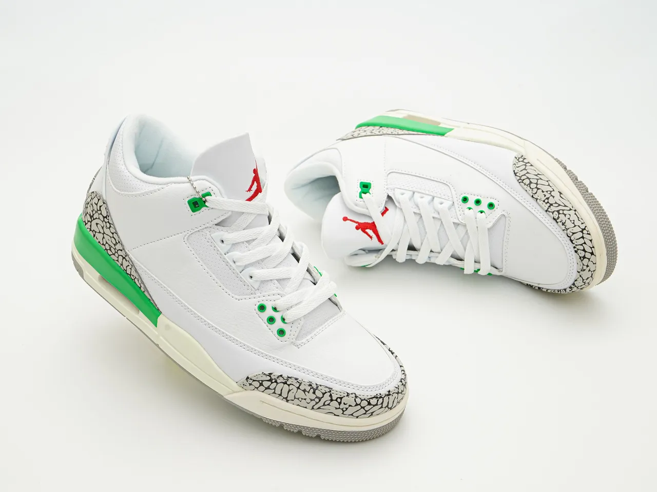 Air Jordan 3 White Cement Green Basketball Shoes 6