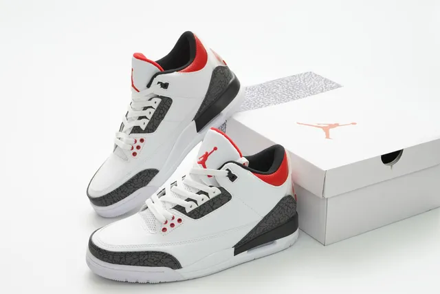 Air Jordan 3 White Cement Red Basketball Shoes 5