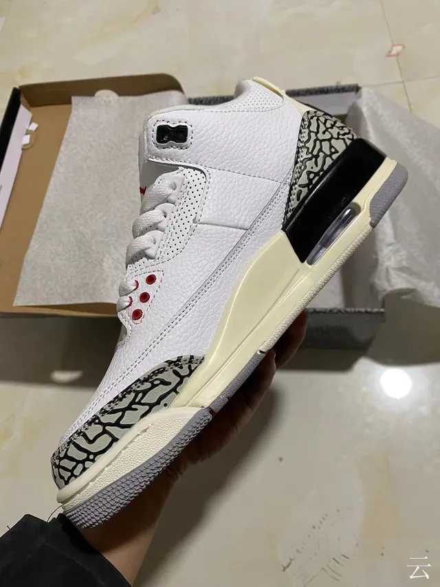 Chaussures de basketball Air Jordan 3 à motif éléphant blanc 4