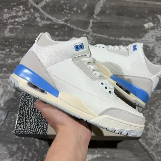 Air Jordan 3 White Light Gray Blue Basketball Shoes