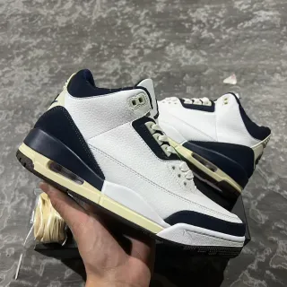 Air Jordan 3 White Navy Cream Basketball Shoes