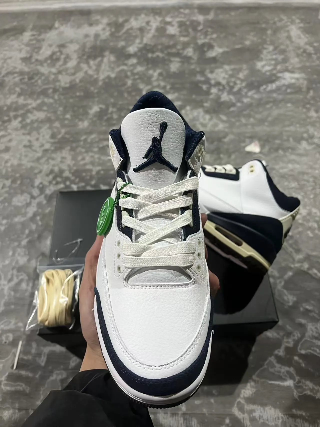 Air Jordan 3 White Navy Cream Basketball Shoes 3
