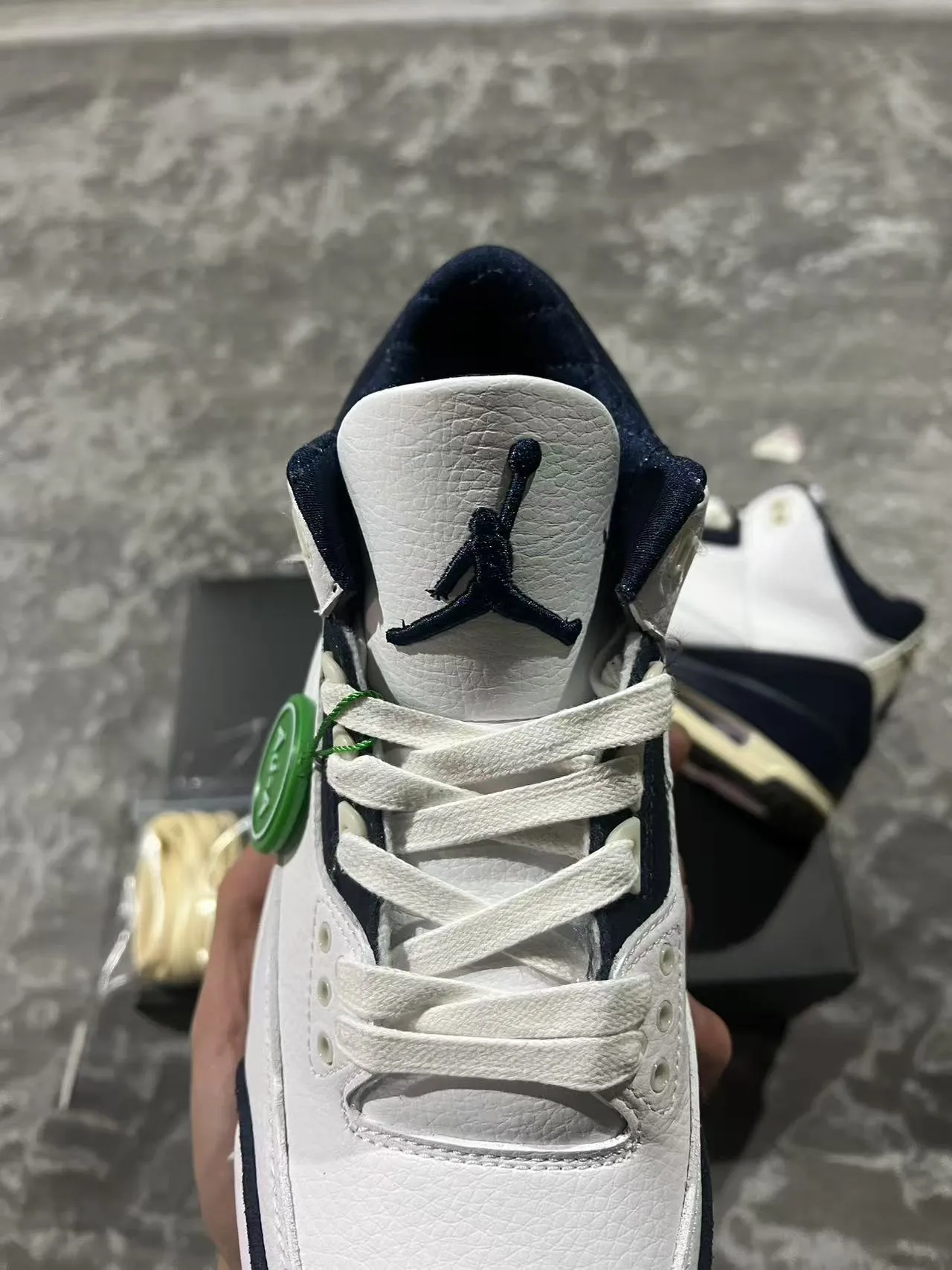 Air Jordan 3 White Navy Cream Basketball Shoes 4