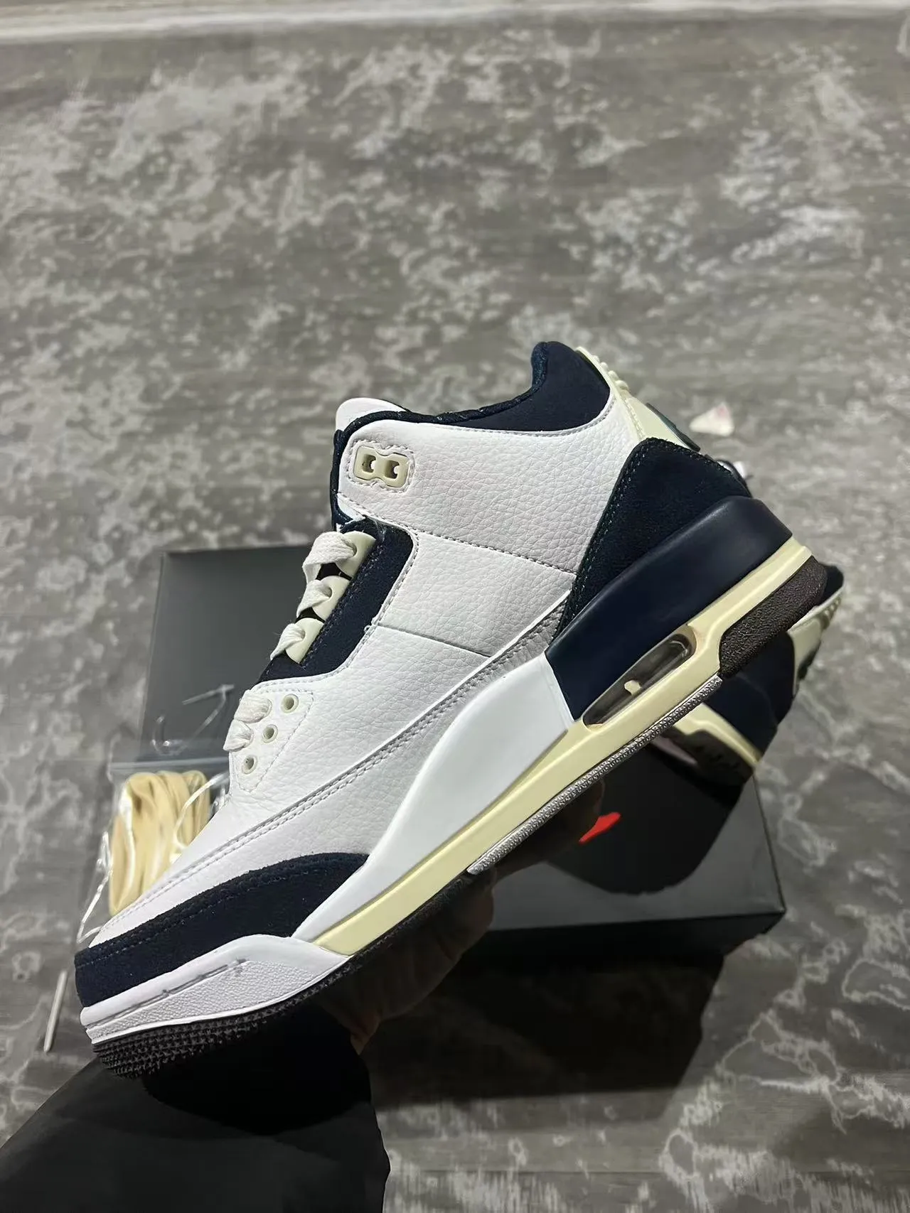 Air Jordan 3 White Navy Cream Basketball Shoes 5