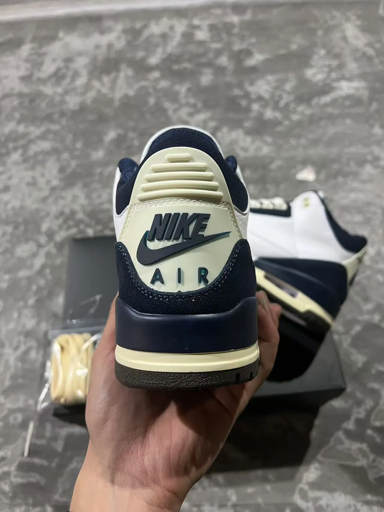 Air Jordan 3 White Navy Cream Basketball Shoes 8