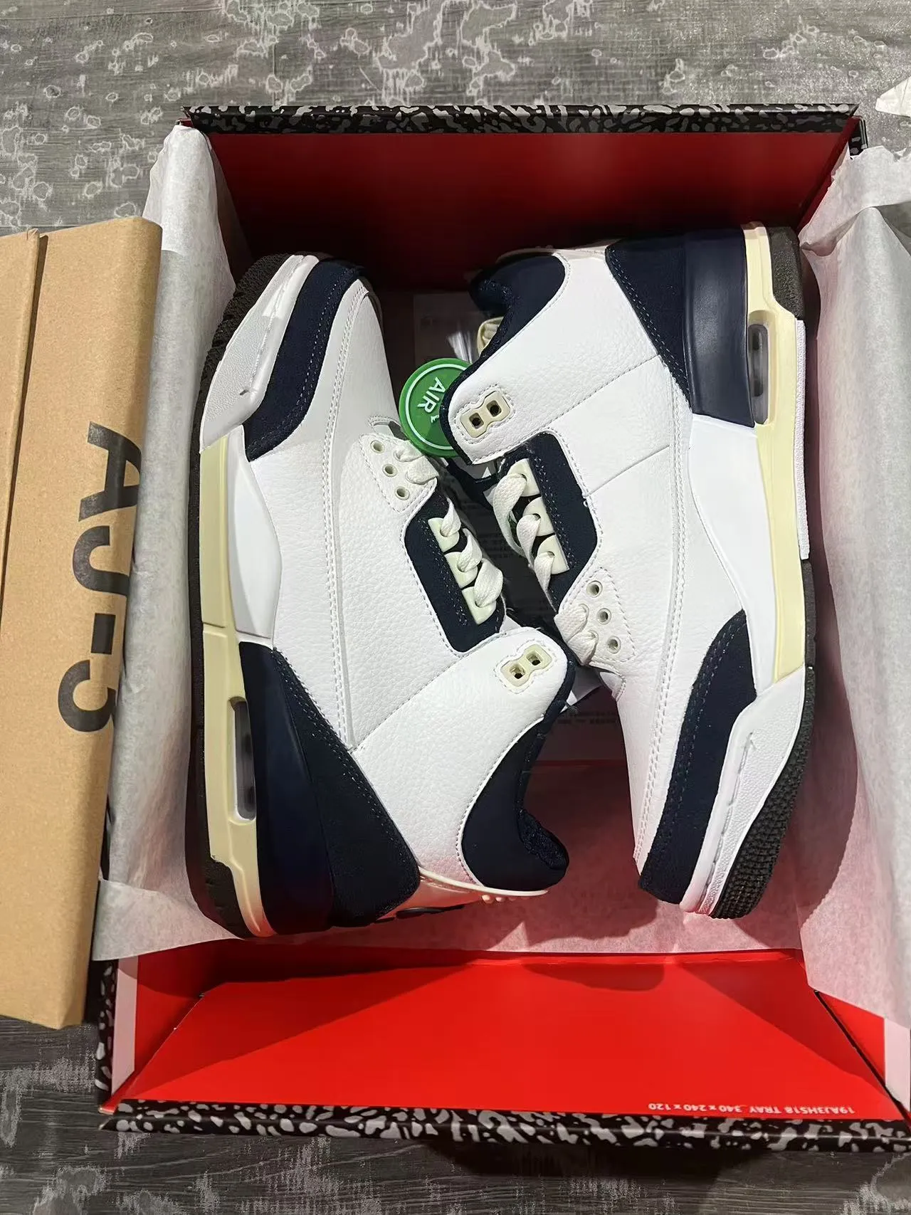 Air Jordan 3 White Navy Cream Basketball Shoes 9