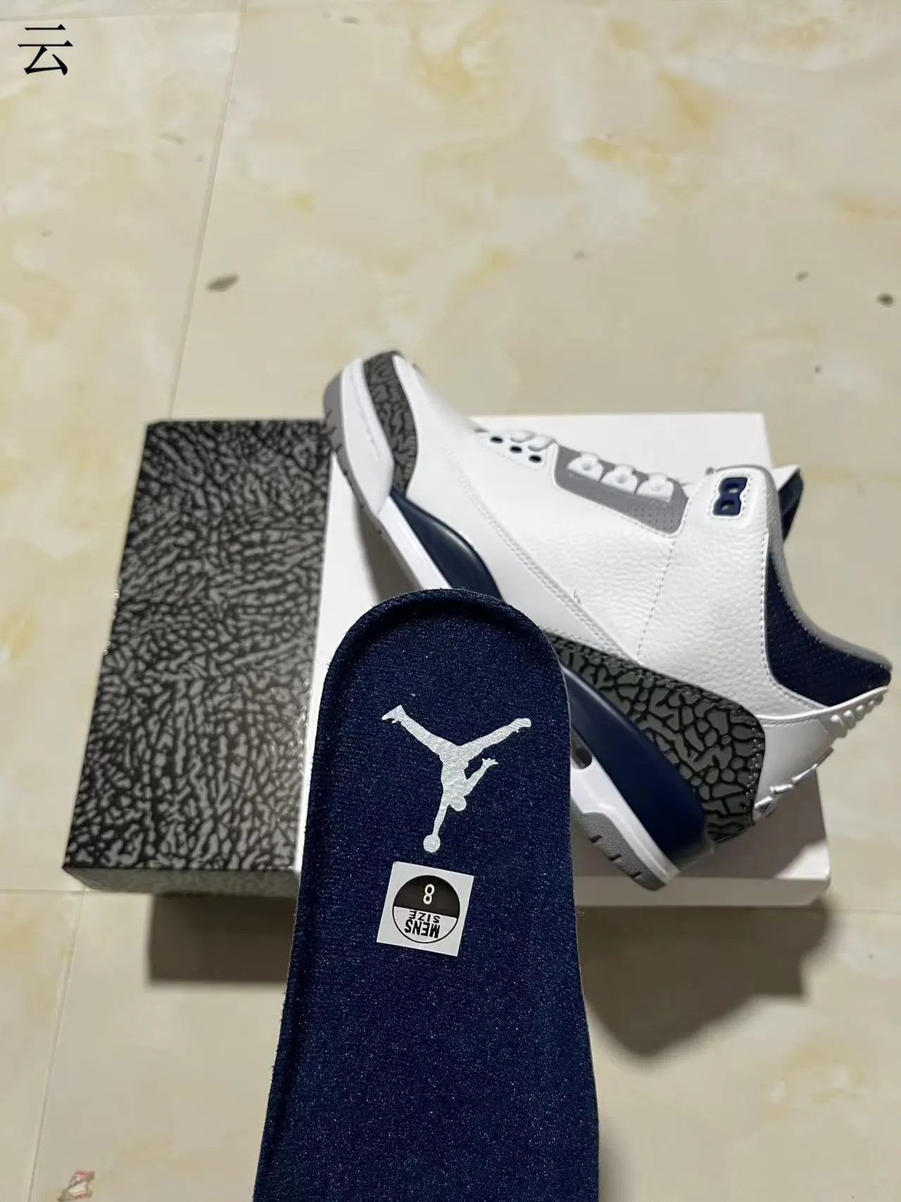 Air Jordan 3 White Navy Elephant Print Basketball Shoes 10