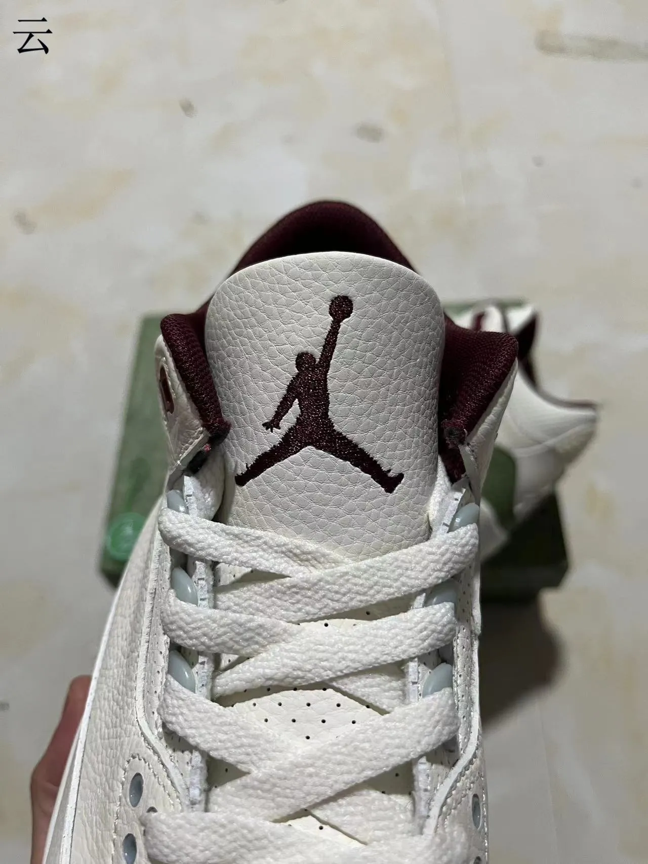 Air Jordan 3 White Olive Green Maroon Basketball Shoes 4