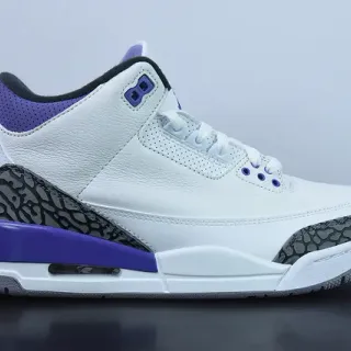 Air Jordan 3 White Purple Elephant Print Basketball Shoes