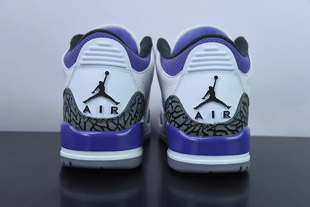 Air Jordan 3 White Purple Elephant Print Basketball Shoes 5