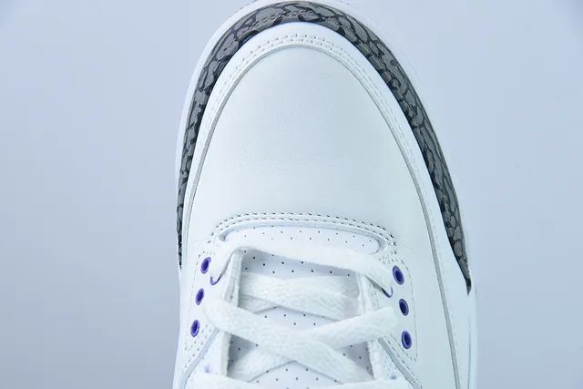 Air Jordan 3 White Purple Elephant Print Basketball Shoes 7