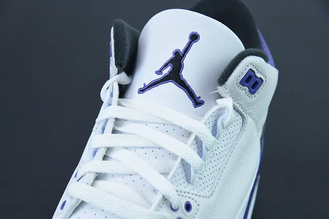 Air Jordan 3 White Purple Elephant Print Basketball Shoes 8