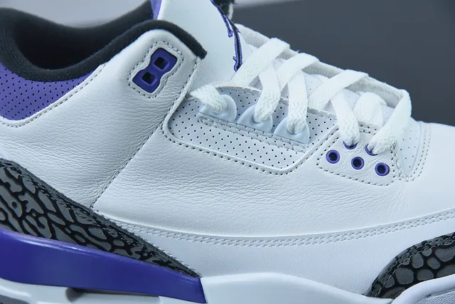 Air Jordan 3 White Purple Elephant Print Basketball Shoes 9