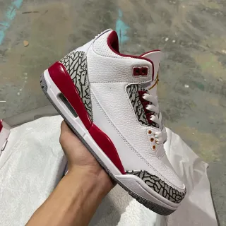 Air Jordan 3 Zapatos de Baloncesto Blancos University Red Con Estampado de Elefante