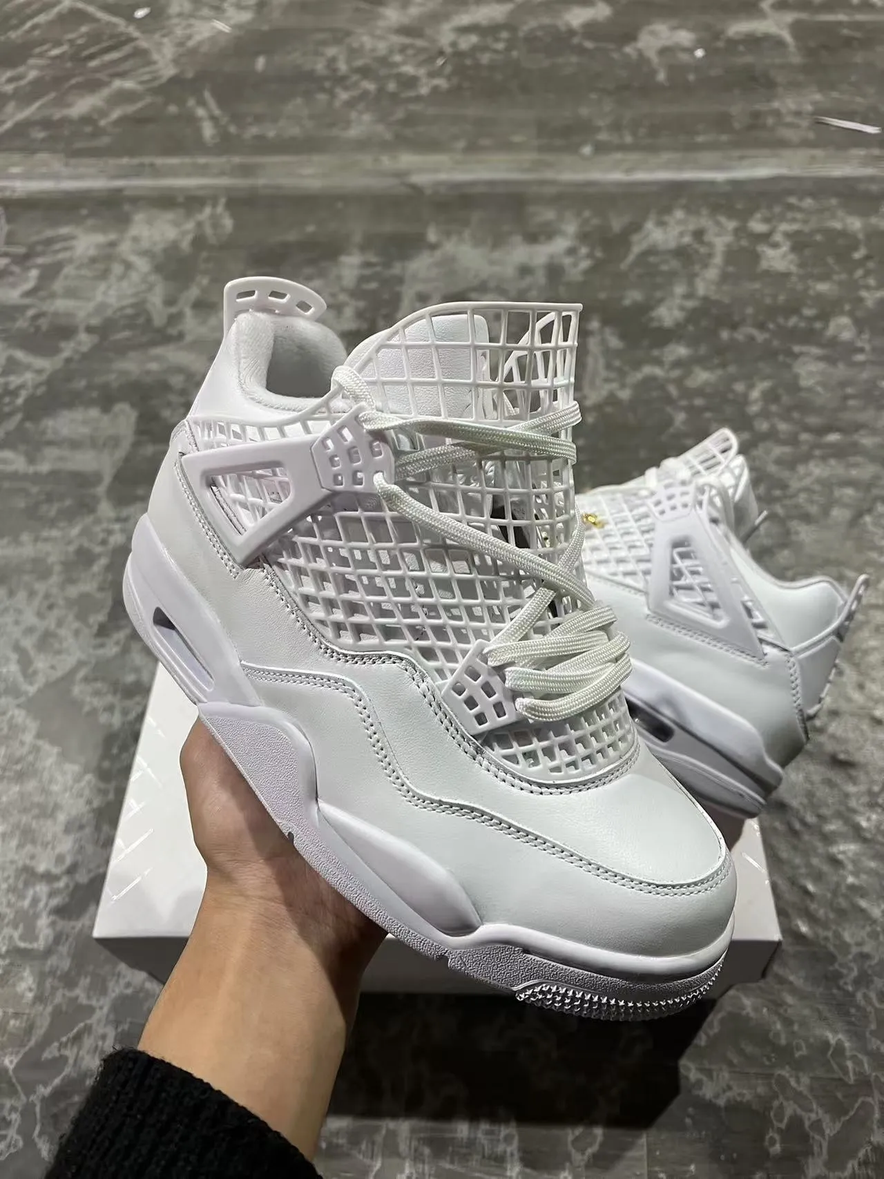 Air Jordan 4 Zapatos de Baloncesto Todo Blanco 2