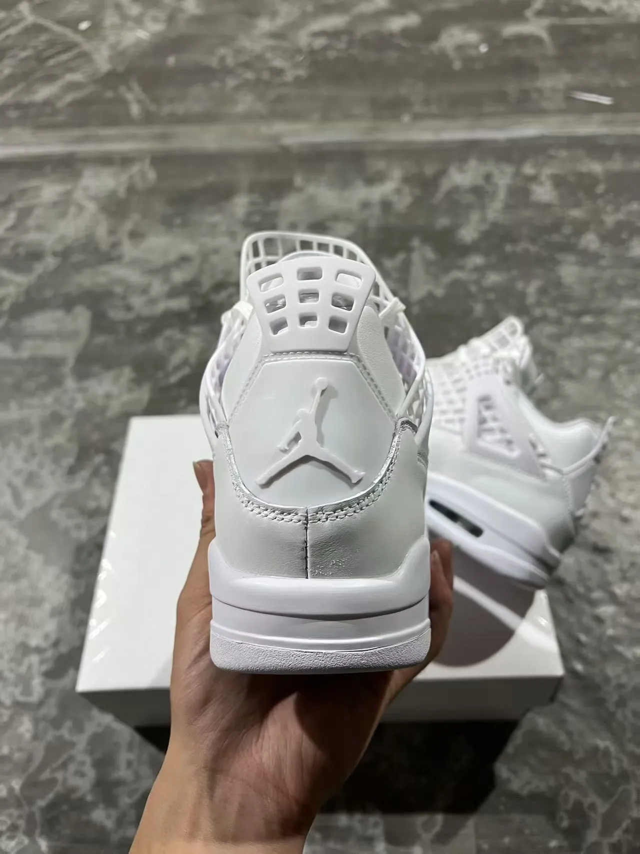 Air Jordan 4 Zapatos de Baloncesto Todo Blanco 8