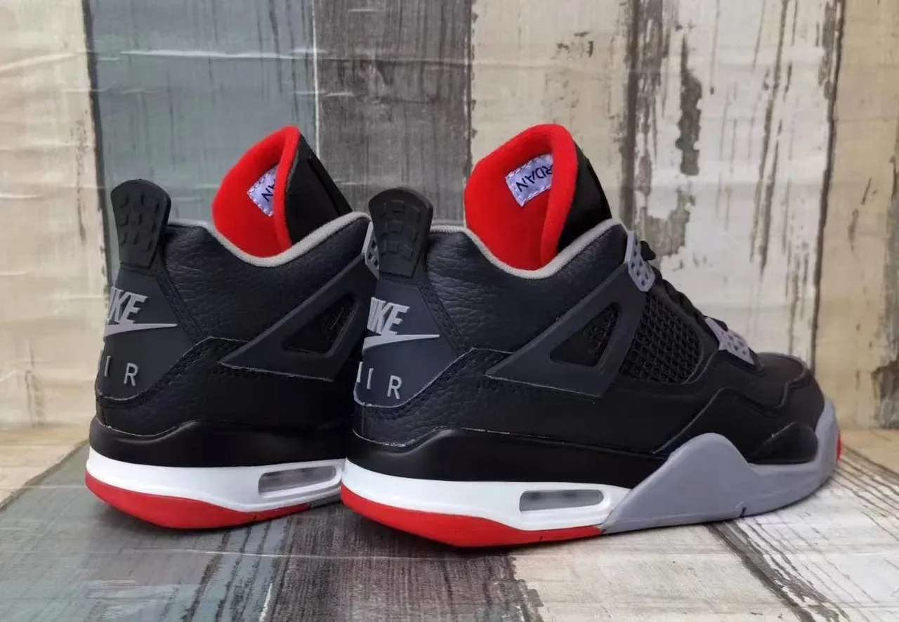 Air Jordan 4 Noir Rouge Gris Chaussures de Basketball 4