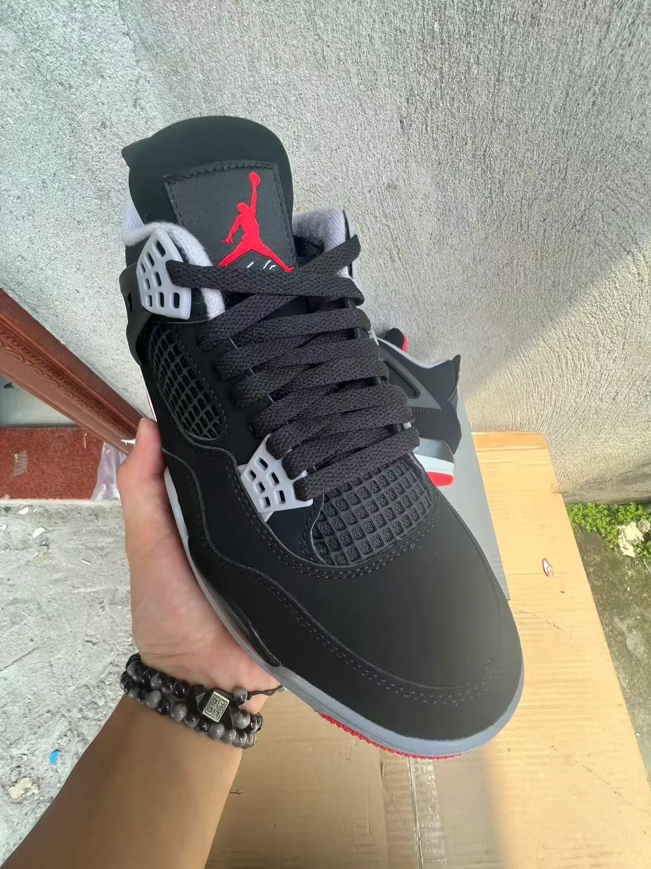 Air Jordan 4 Black Red White Basketball Shoes 2