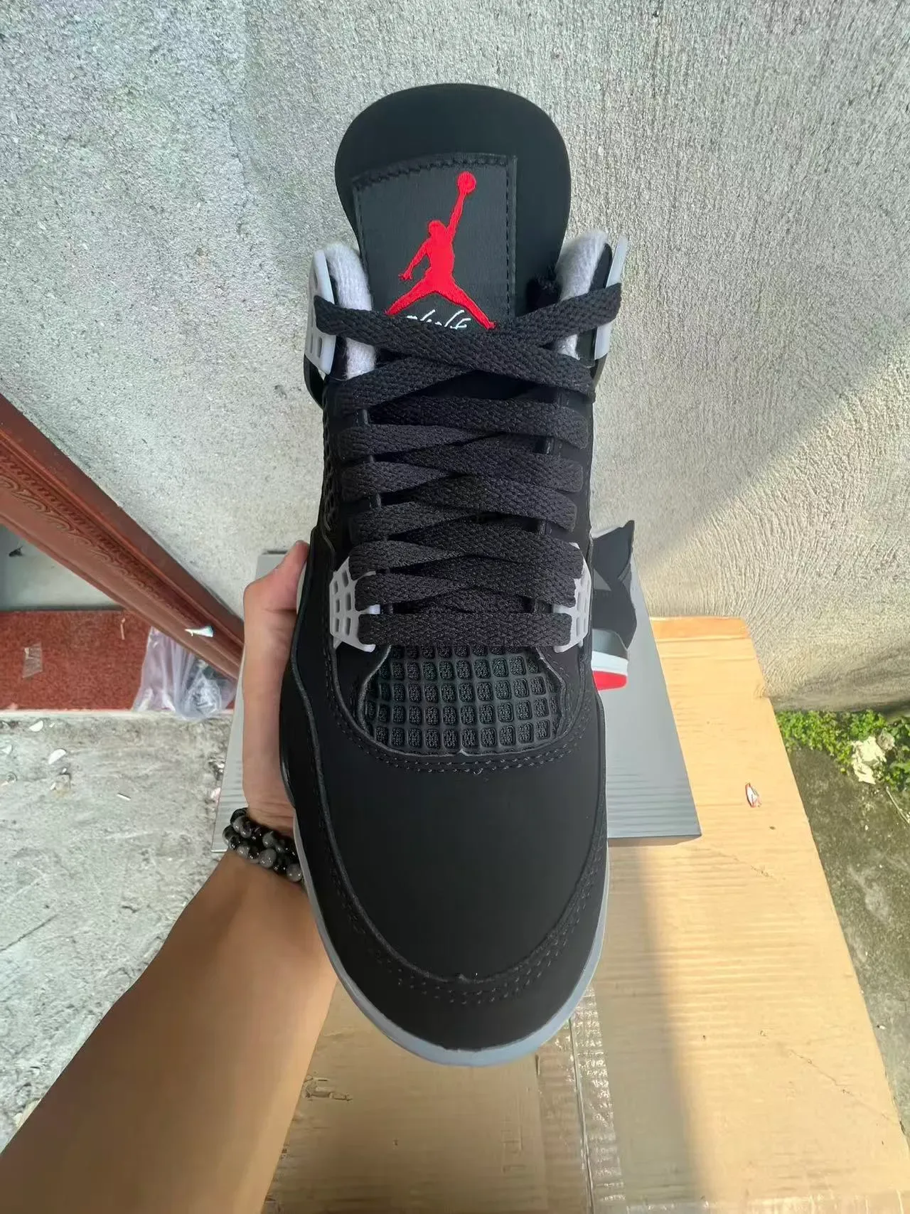 Air Jordan 4 Black Red White Basketball Shoes 3