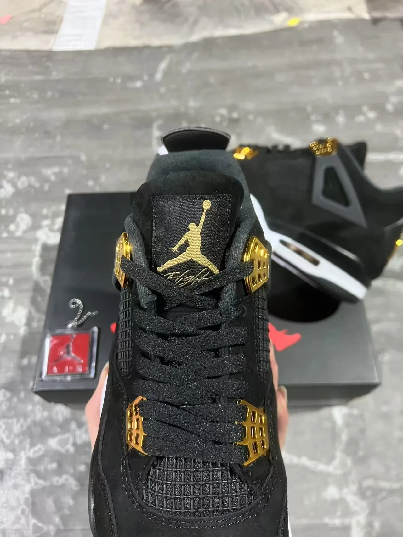 Air Jordan 4 Black White Gold Basketball Shoes 4
